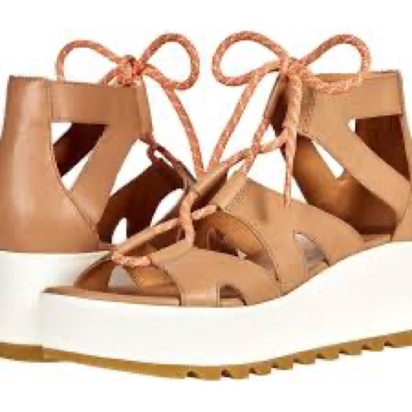 Sorel Cameron Platform Lace Wedge Sandal- Honest Beige size 8.5 - Picture 1 of 14